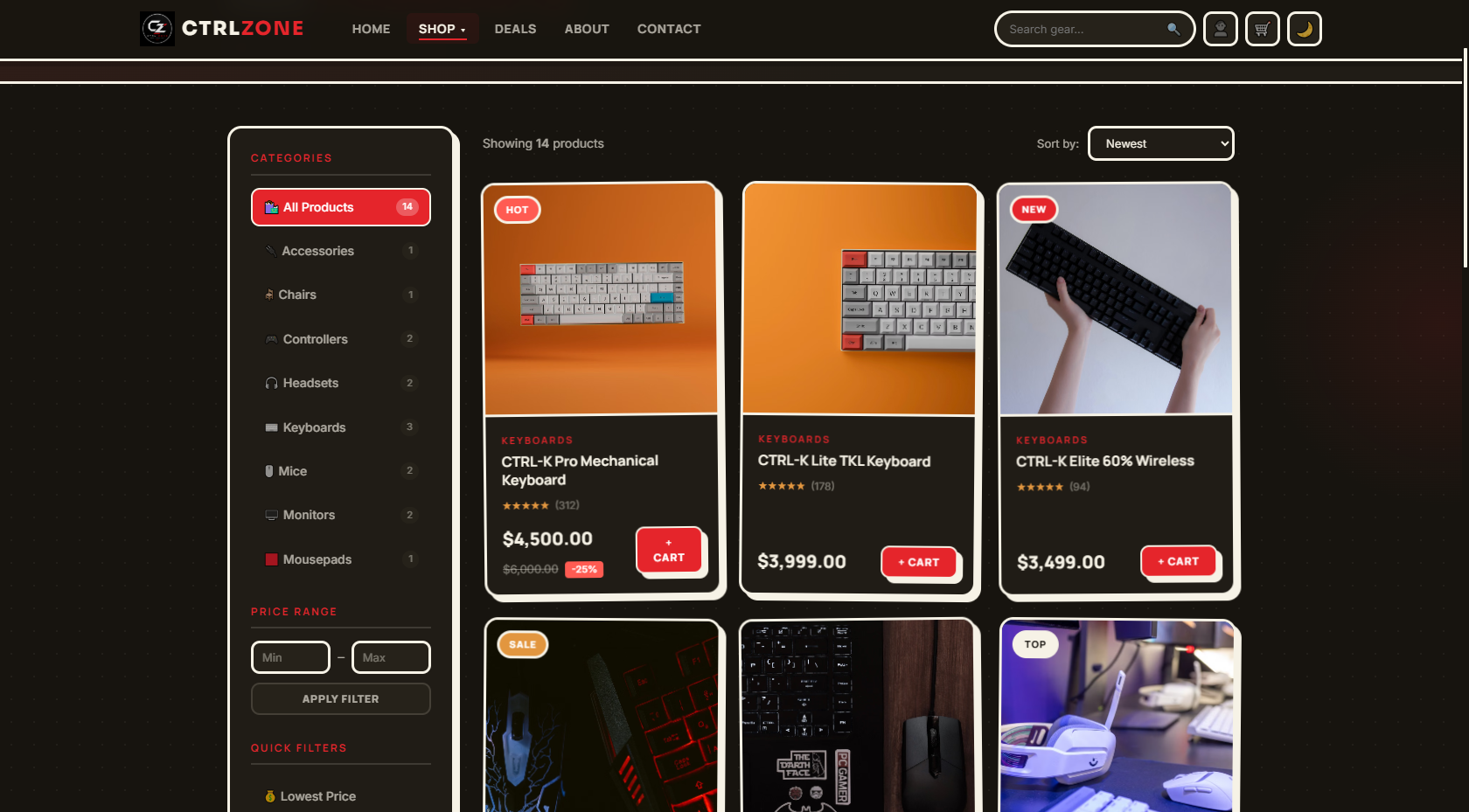 CTRL ZONE — product grid